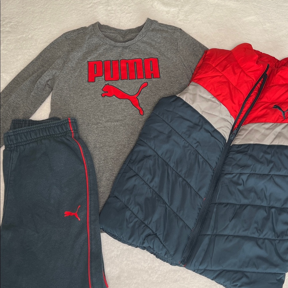 Boys Puma Red and Black Puffer Vest